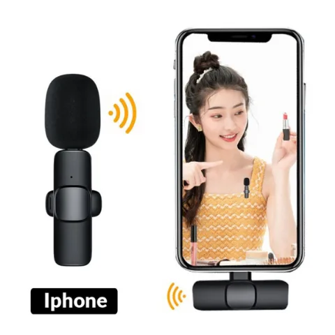 Kit 2 Microfone Lapela Wireless Sem Fio Para iPhone iPad Lightning