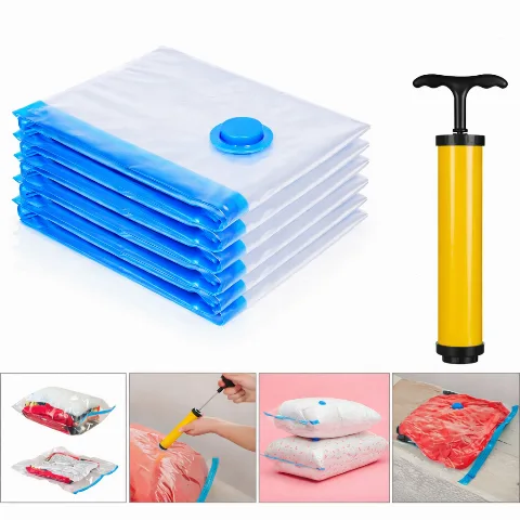 Kit 5 Sacos a Vácuo para Armazenamento com Bomba Manual