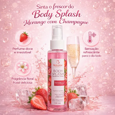 Body Splash Bio Instinto Morango com Champagne 130ml