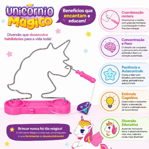 Jogo Unicórnio Mágico Desafio do Arame Coordenação Infantil