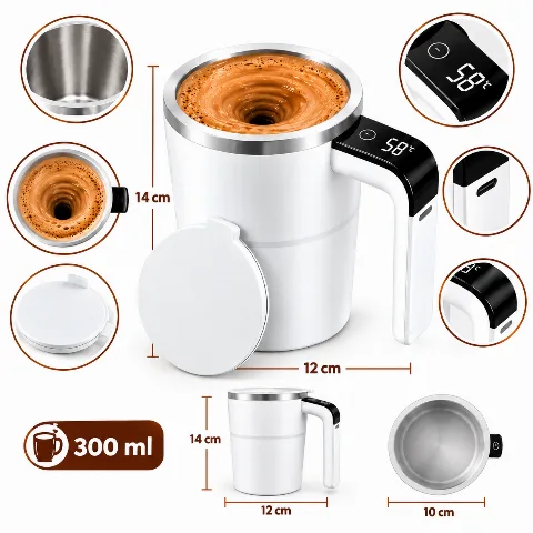 Caneca Mixer Recarregável com Display De Temperatura 380ml