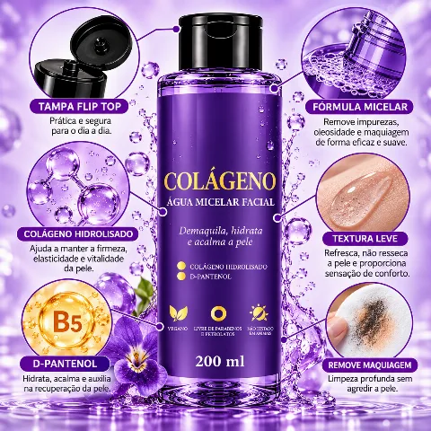 Água Micelar Facial Colágeno Hidrolisado com D-Pantenol 200ml