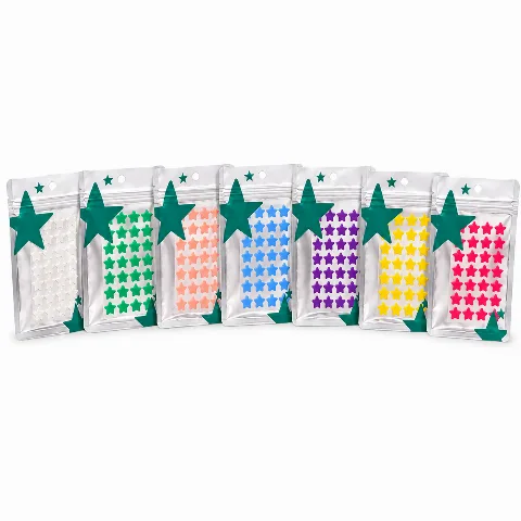 Kit Adesivo para Acne em Formato de Estrela – 7 Cartelas Coloridas
