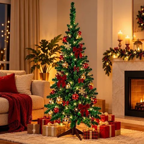 Árvore de Natal Verde 120cm com Base Desmontável 160 galhos