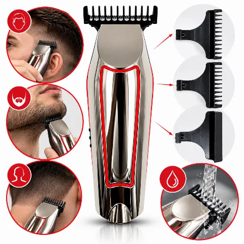 Máquina de Cortar Cabelo e Barba Profissional com 3 Pentes