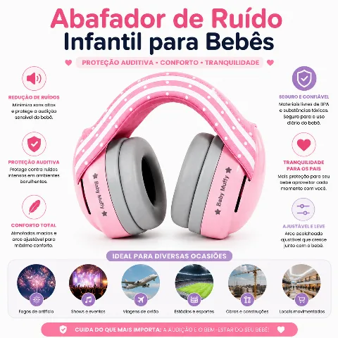 Abafador de Ruído Infantil para Bebes (Cinza)