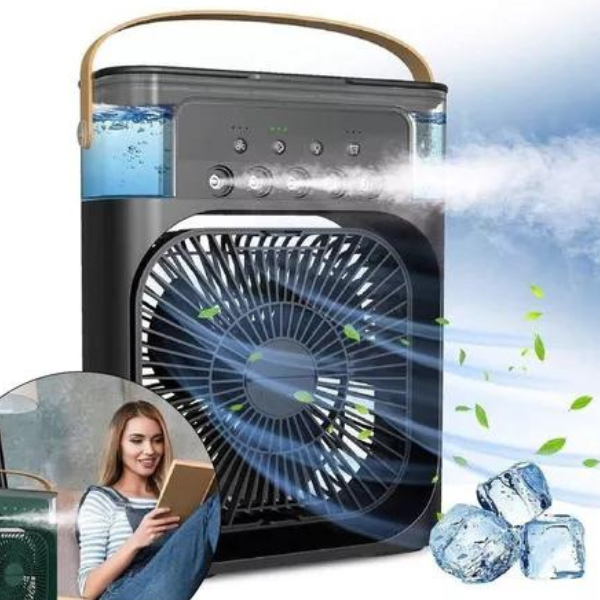 Ventilador Portátil de Mesa Mini Ar Condicionado Umidificador (PRETO)