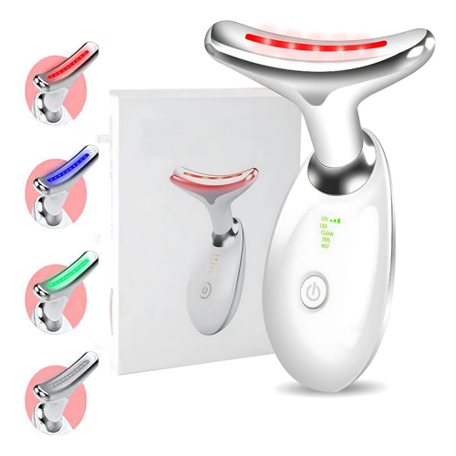 Massageador Facial Eletrico Pescoço Led Lift Fototerapia Anti Rugas Usb Branco