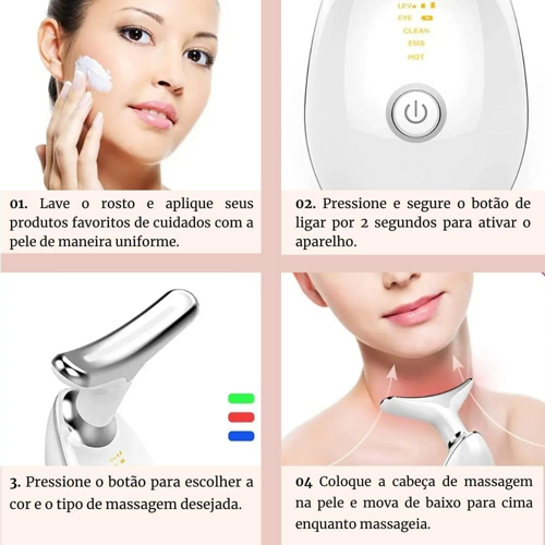 Realce Sua Beleza com o Massageador Facial LED Lift 3 em 1!