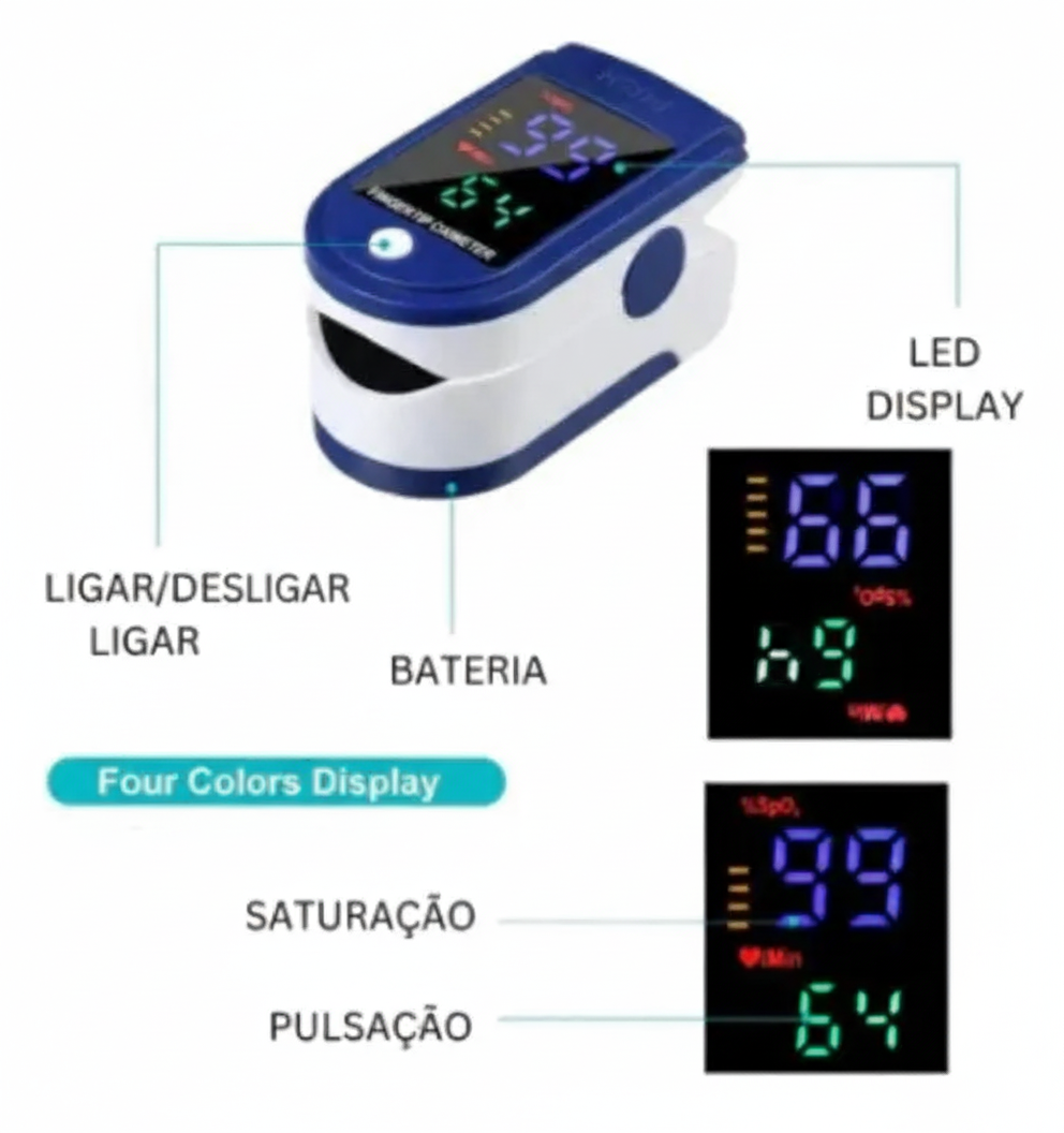 Oximetro Digital De Dedo Medidor De Saturação Portatil