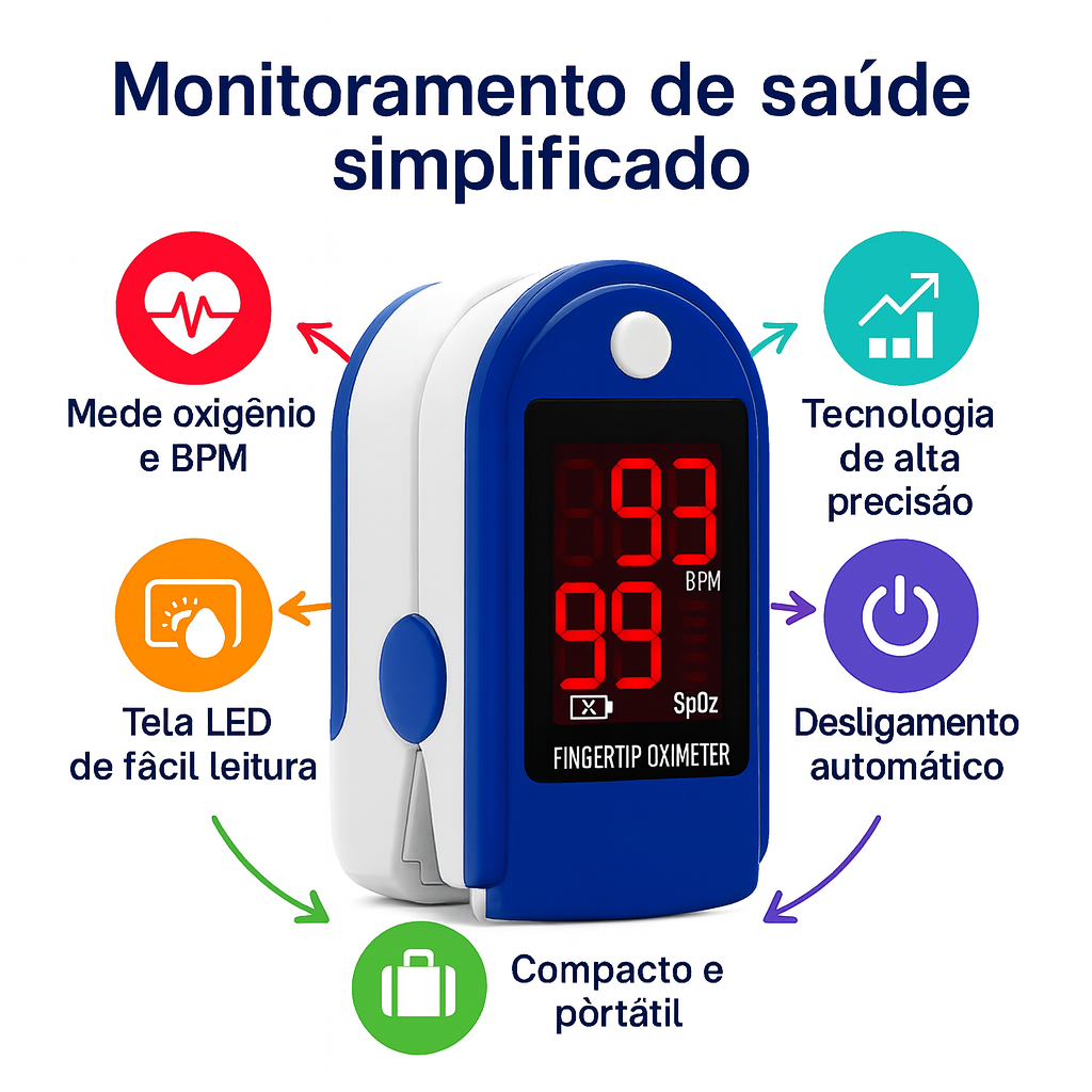 Oximetro Digital De Dedo Medidor De Saturação Portatil