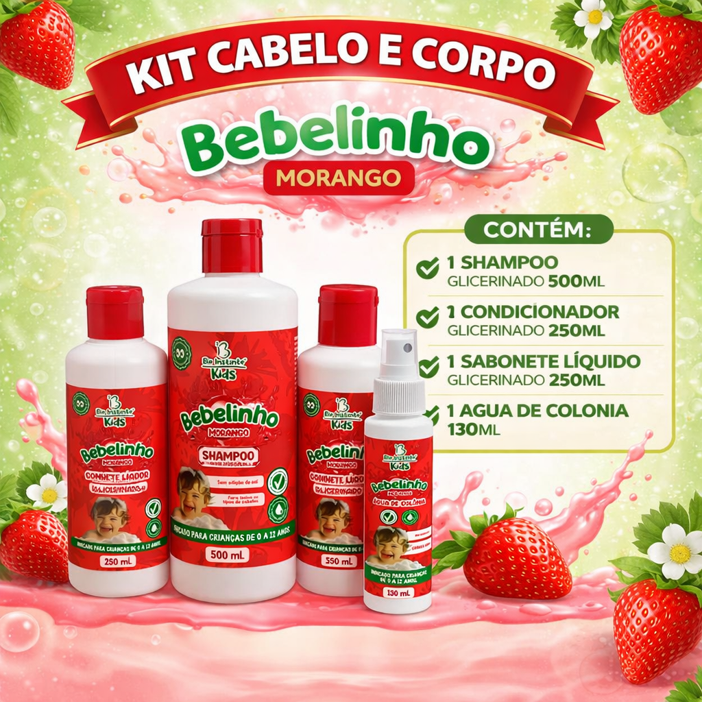 Kit Cabelo e Corpo Bebelinho Morango