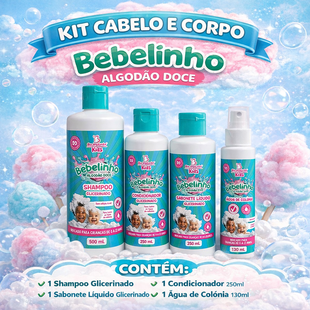 Kit Cabelo e Corpo Bebelinho Algodão Doce