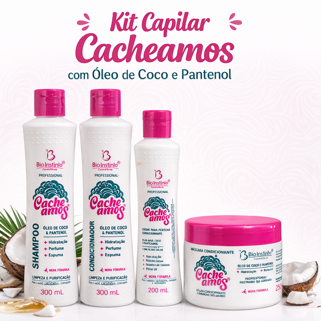 Kit Capilar Cacheamos com Oléo de Coco e Pantenol
