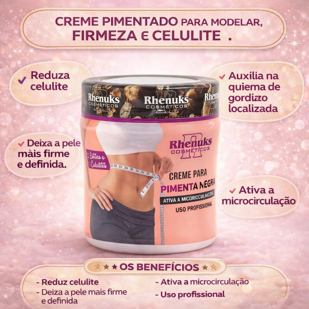 Creme para Massagem Pimenta Negra -  Redutor e Firmador Corporal