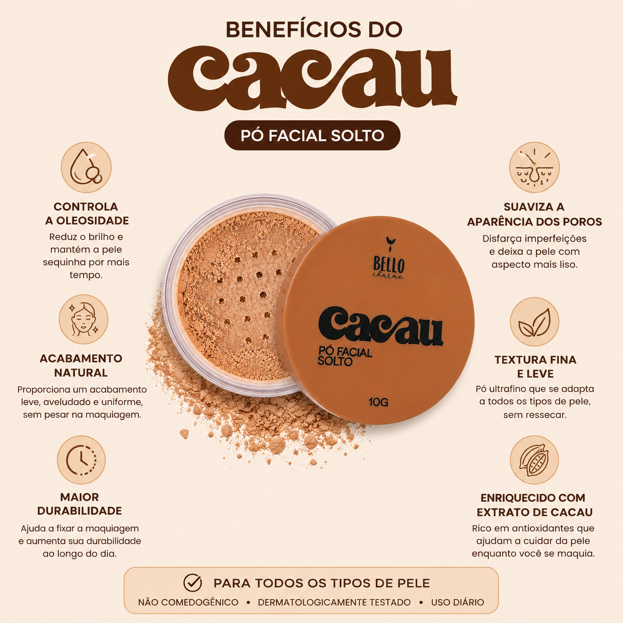 Pó Facial Solto Cacau
