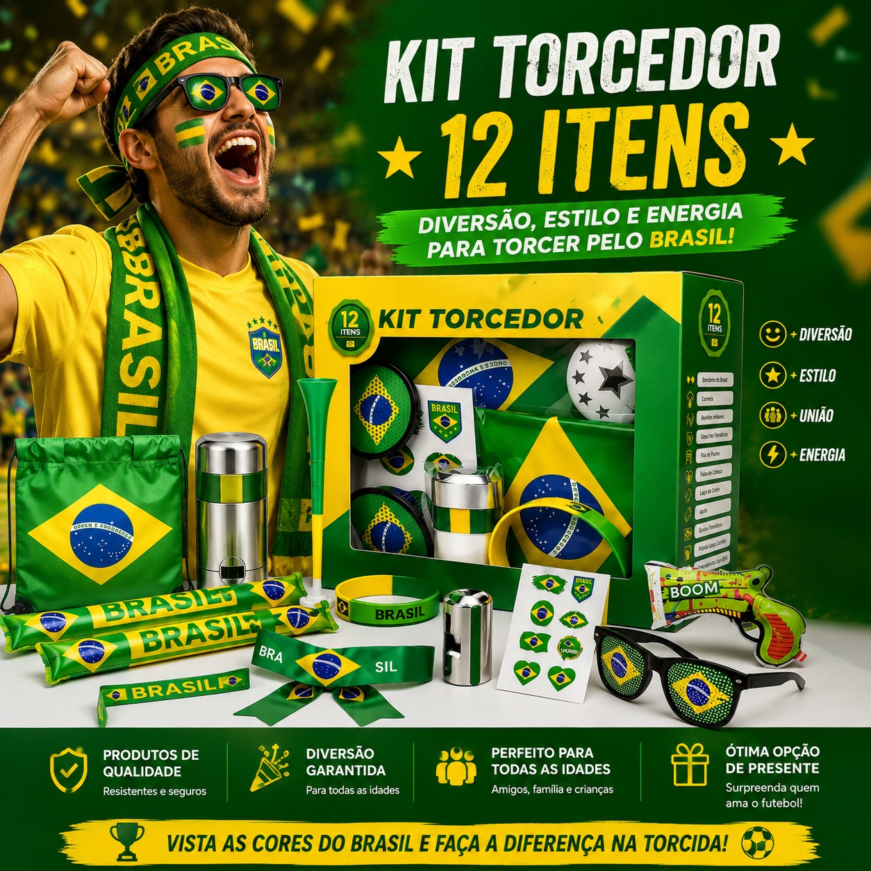 Kit Torcedor Brasil – 12 Itens