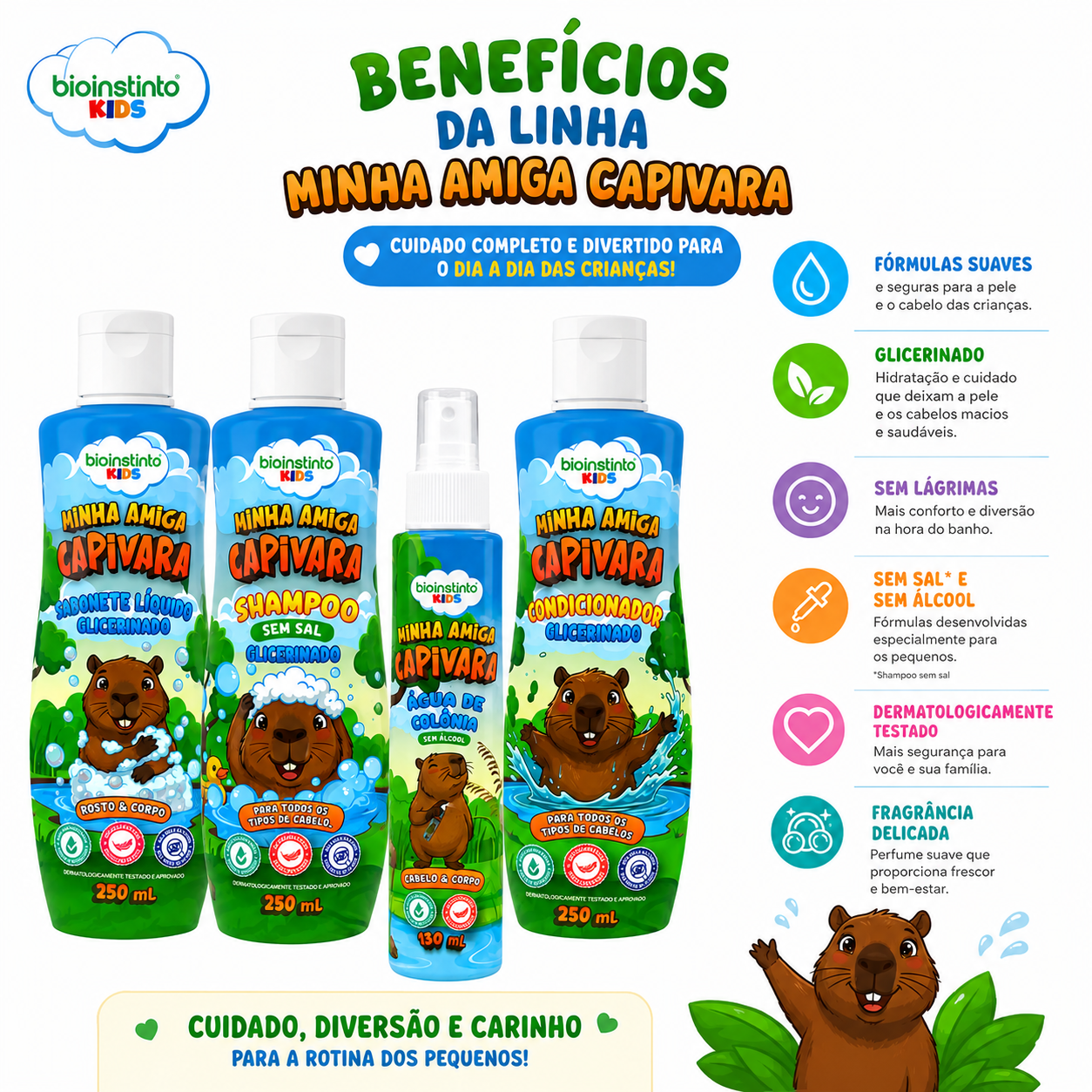 Kit Banho Capivara Infantil Bioinstinto Kids