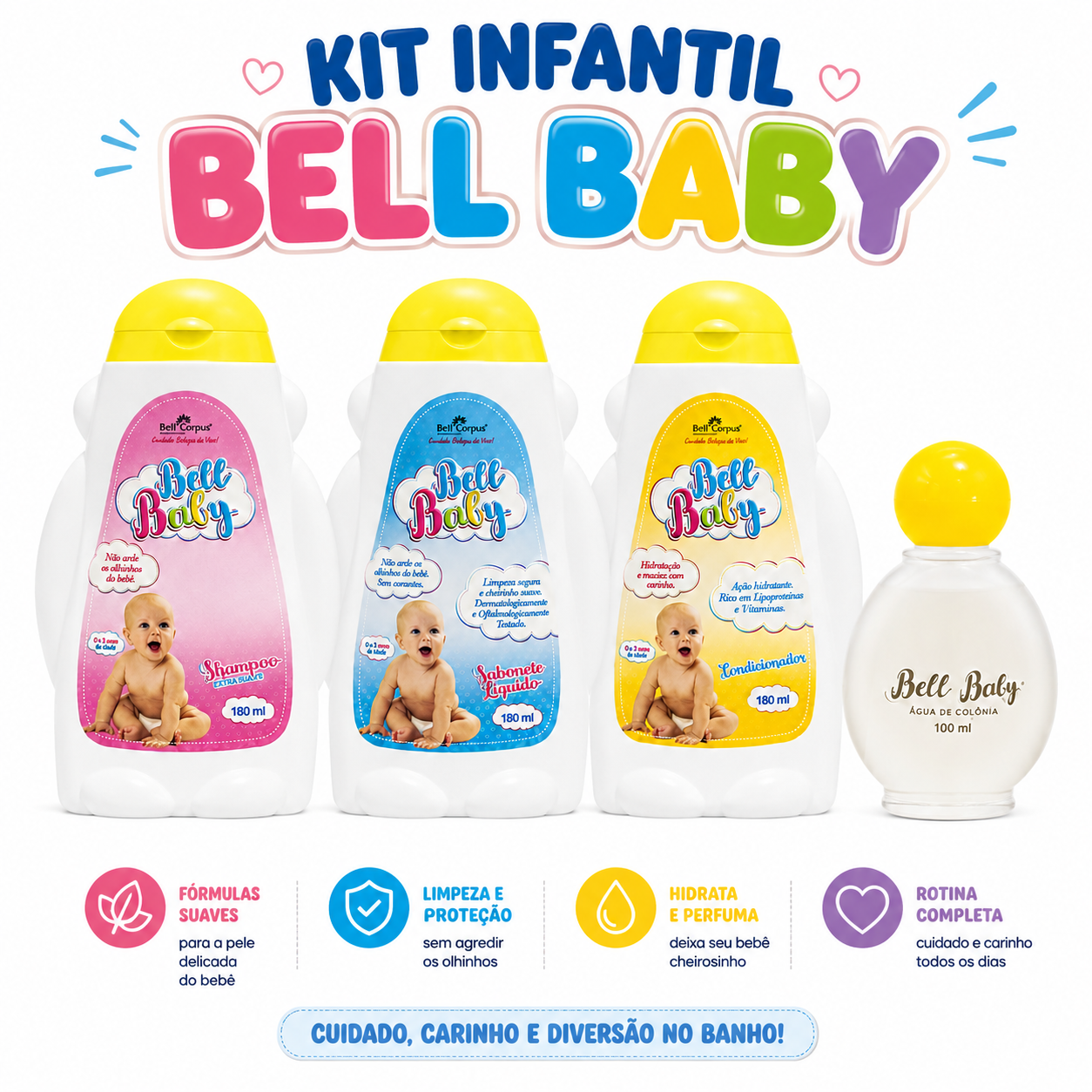 Kit Higiene Infantil Bell Baby 4 Itens