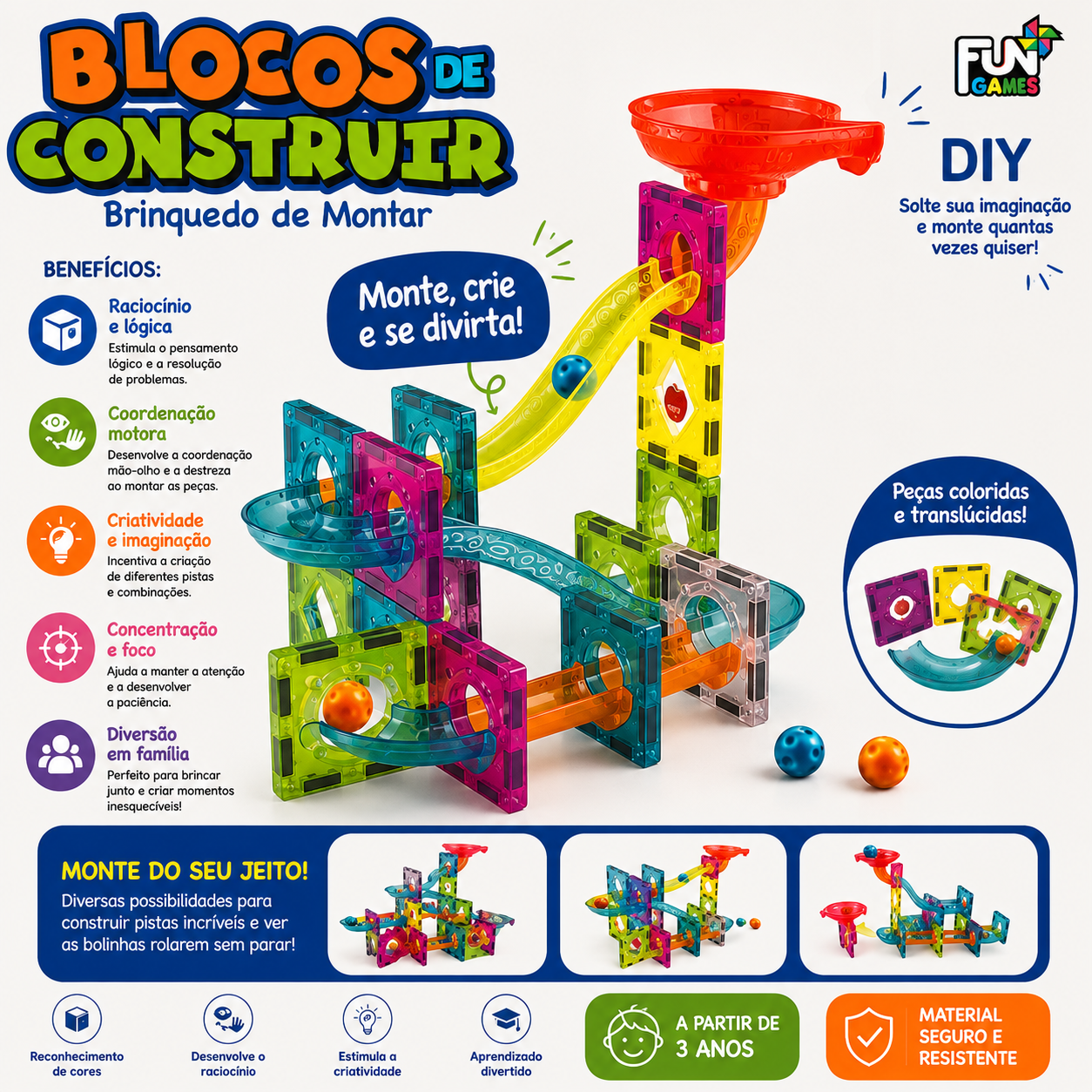 Blocos de Construir – Brinquedo de Montar 47 Peças