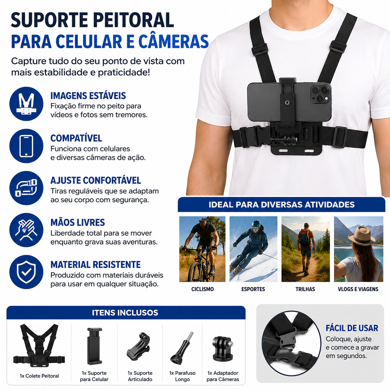 Suporte Peitoral Para Celular e Câmeras