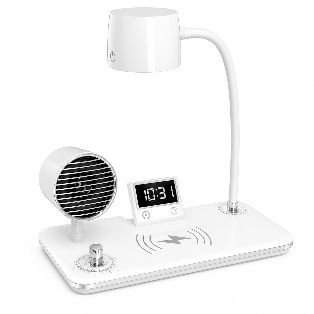 Luminária de Mesa com Caixa de Som 4 em 1 (BRANCO)