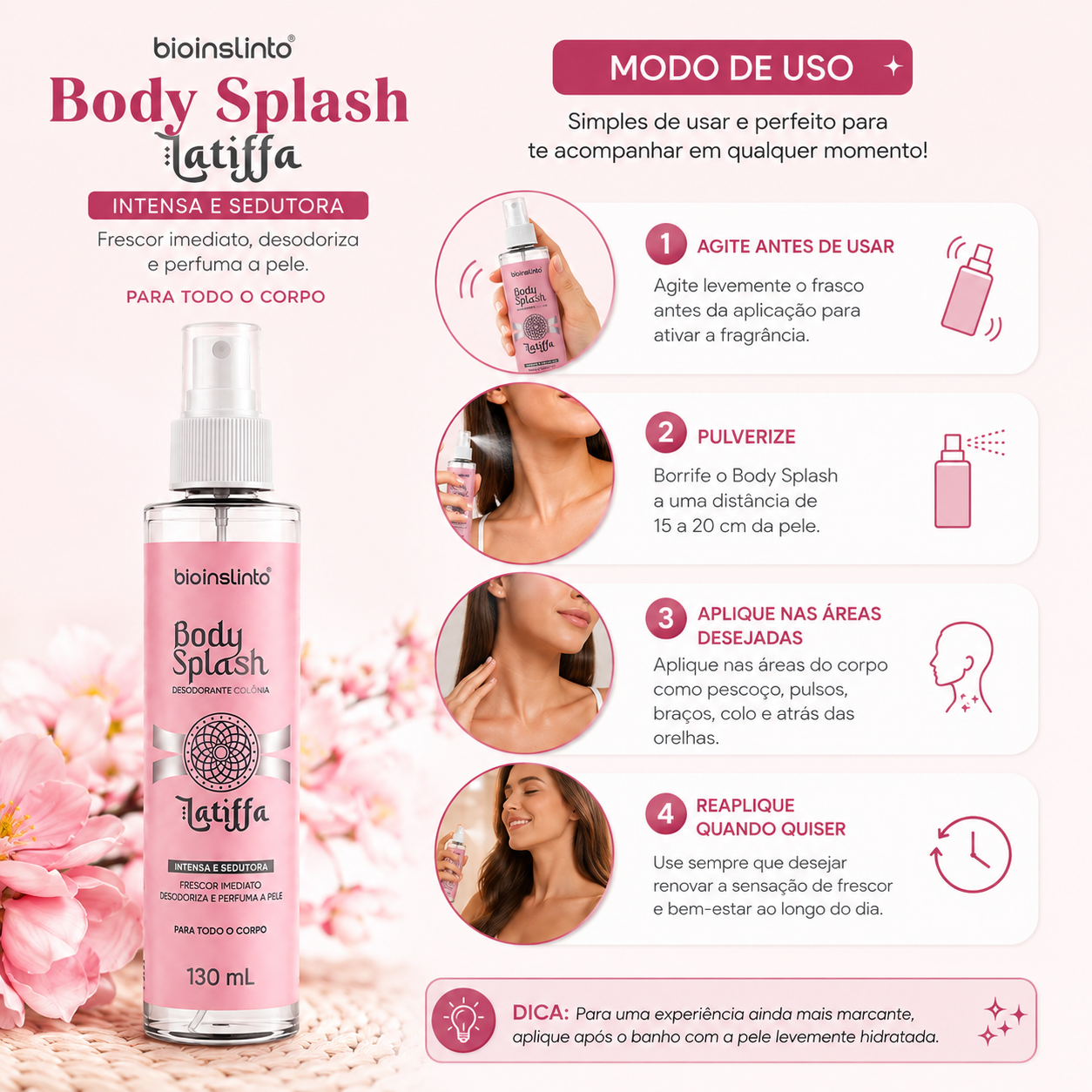 Body Splash Bio Instinto Latiffa Desodorante Colônia 130ml