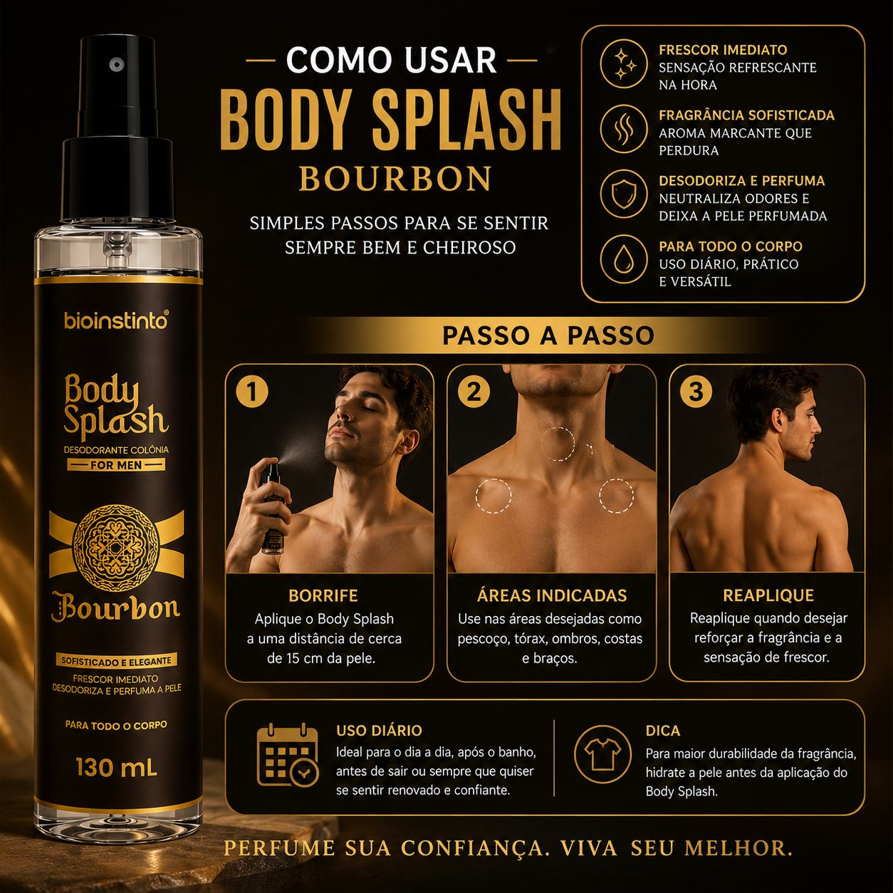 Body Splash Bio Instinto Bourbon For Men 130ml