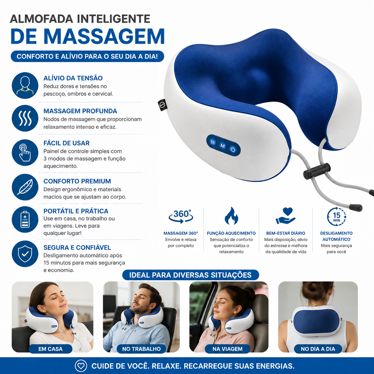 Almofada Inteligente de Massagem para Pescoço