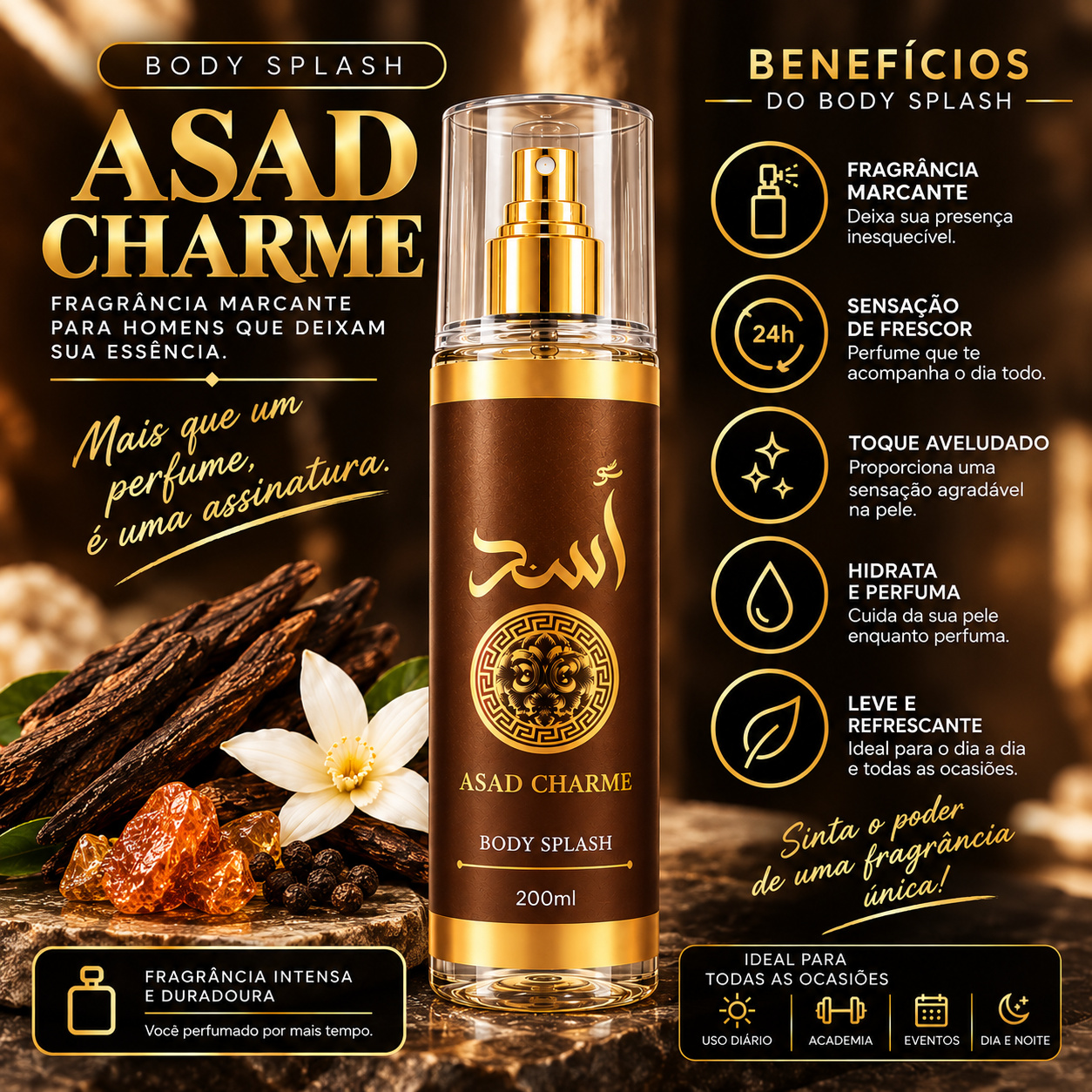 Kit Bourbon Charme Masculino Desodorante + Body Splash + Hidratante Corporal