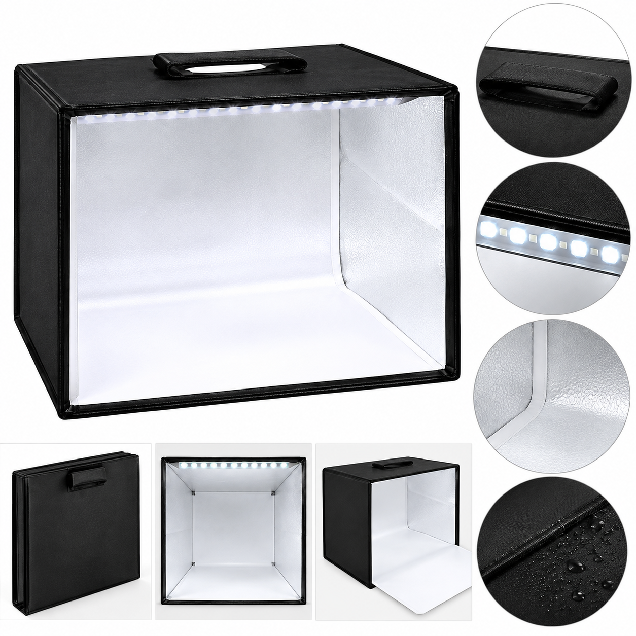 Mini Estúdio Fotográfico Portátil 40x40x40 cm com Iluminação LED