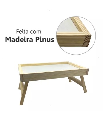 Mesa Bandeja para Café da Manhã em Madeira