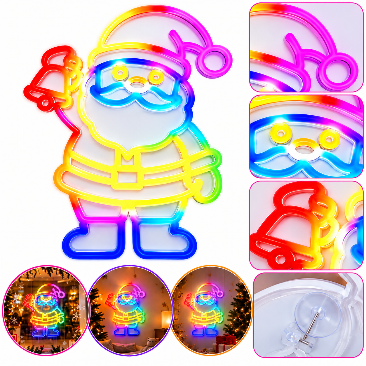 Papai Noel Neon LED RGB com Controle Remoto e App