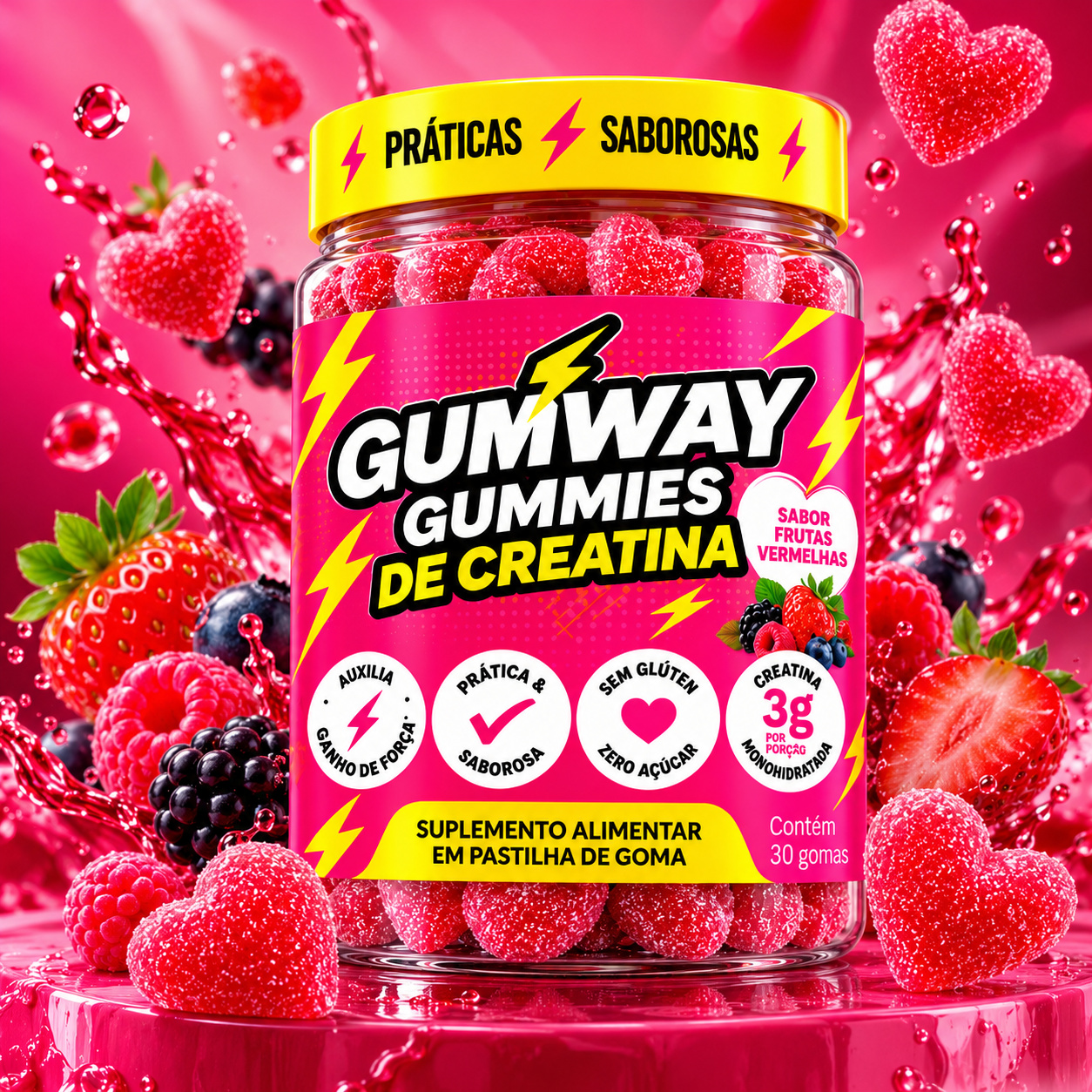 Creatina Gummies Gumway - Frutas Vermelhas 30 Gomas