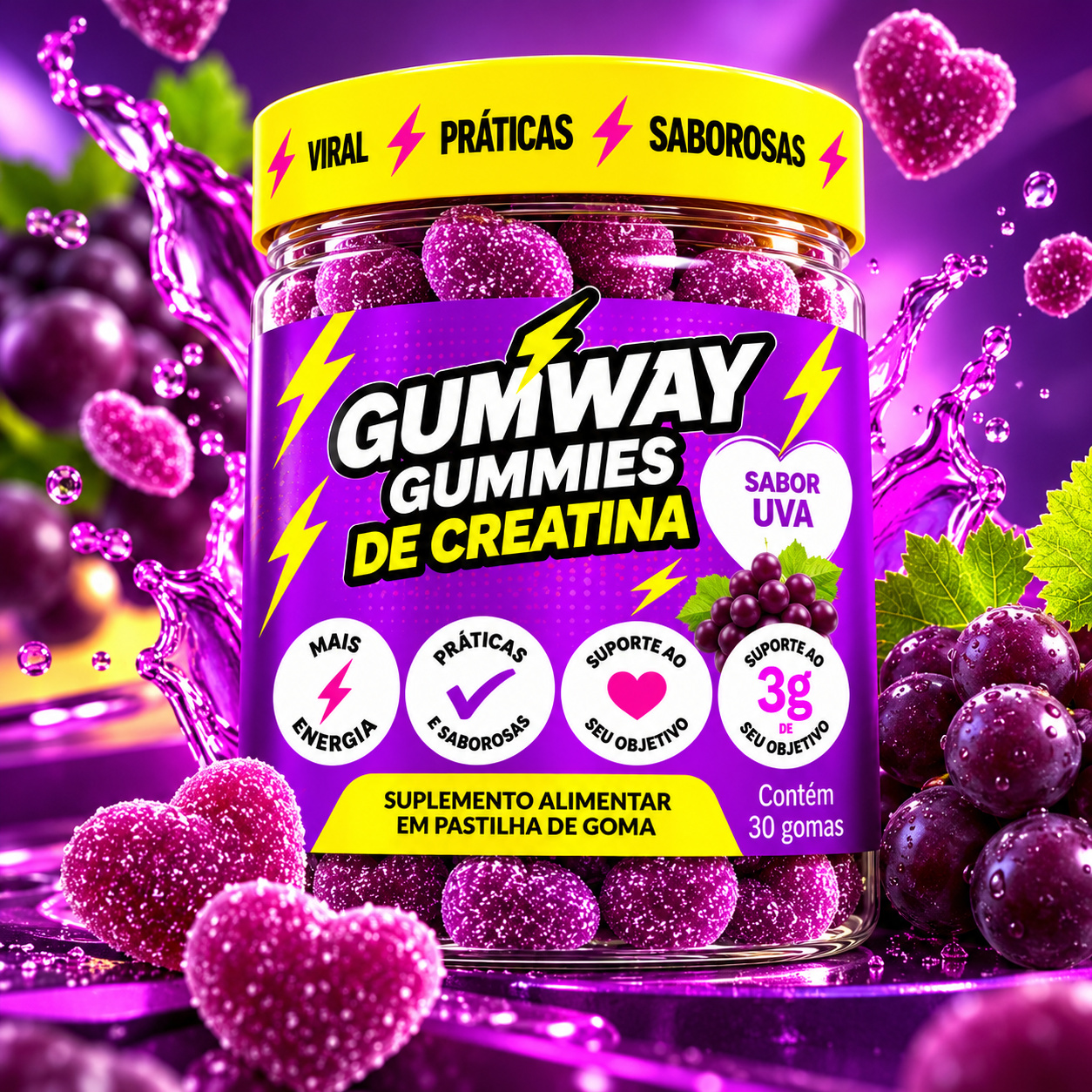 Creatina Gummies Gumway - Uva 30 Gomas