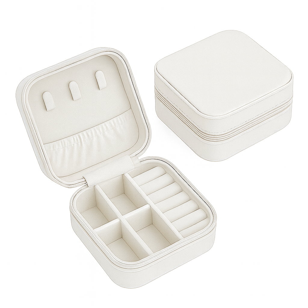 Mini Porta-Jóias em Couro Sintético Salmão