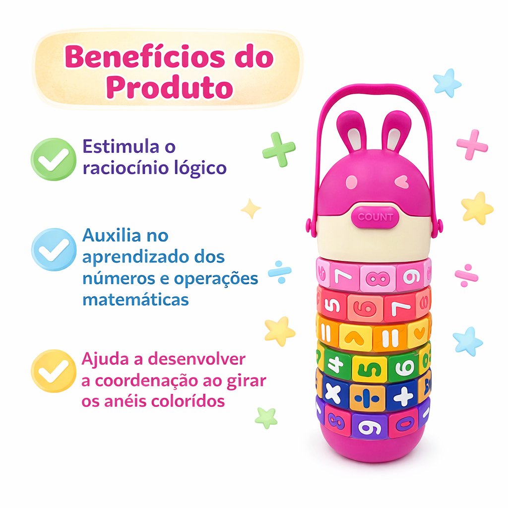 Garrafa Infantil Térmica com Tabuada 430ml Rosa