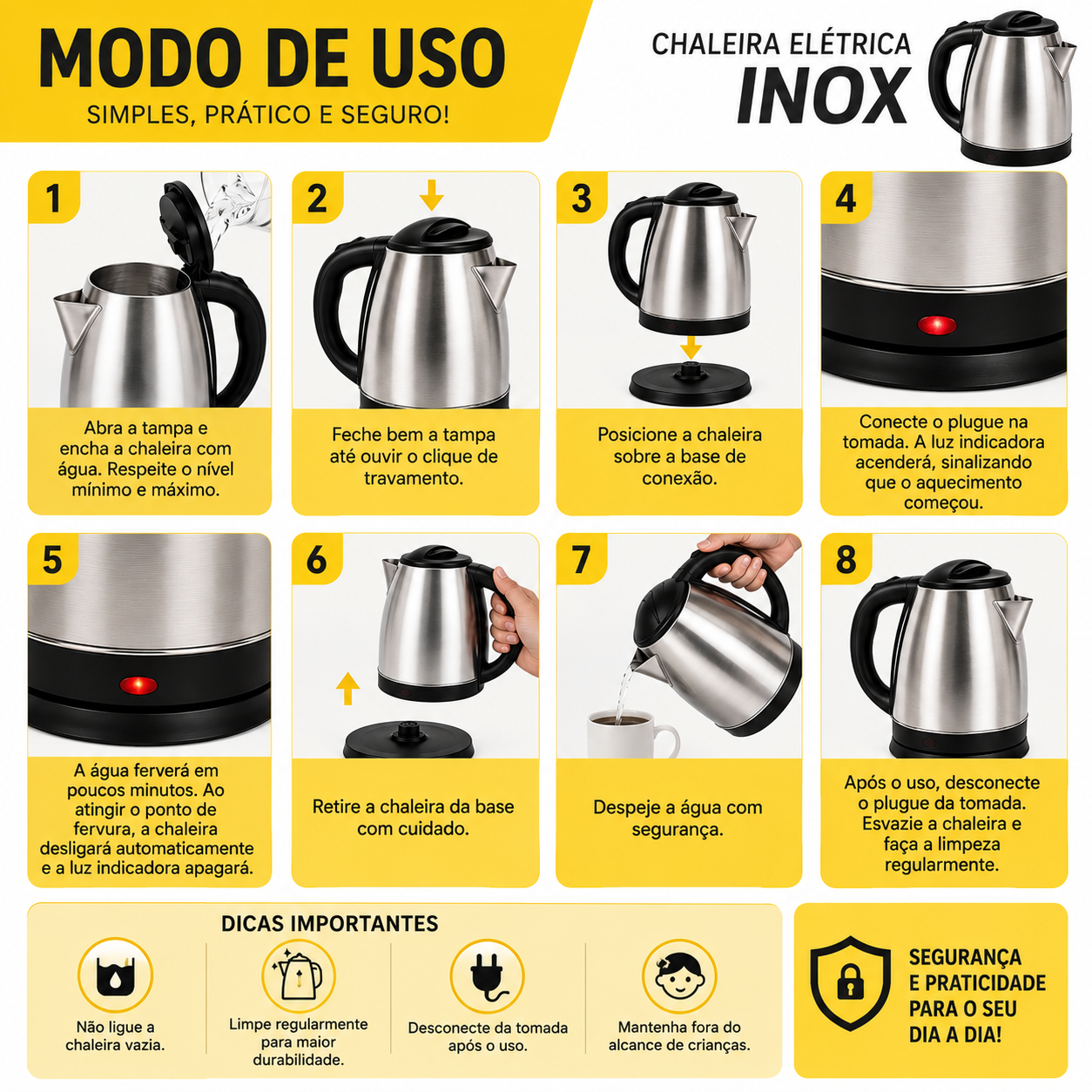 Chaleira Elétrica Inox 1,8 Litros 110V