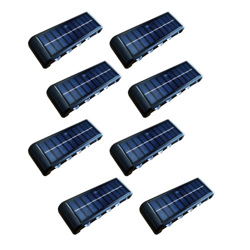 kit com 8 Arandela solar 10 leds jardim escadas muros prova